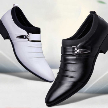 Големи размери Мъжки кожени обувки Бели кафяви бизнес обувки с приплъзване Мъжки ежедневни обувки Мъжки сватбени обувки Zapatillas Hombre