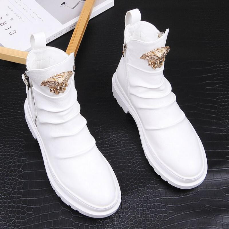 Nove muške čizme tide muške visoke rekreacijske kožne cipele sa šiljatim vrhom bijele muške čizme A5