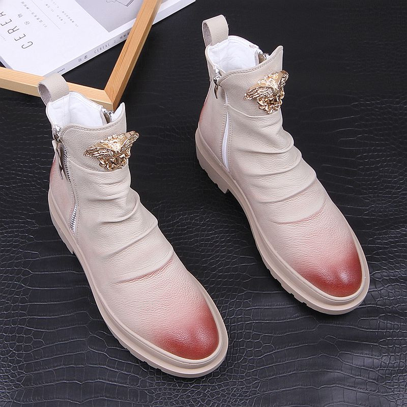 Nove muške čizme tide muške visoke rekreacijske kožne cipele sa šiljatim vrhom bijele muške čizme A5