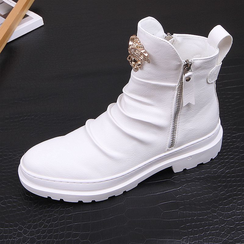 Nove muške čizme tide muške visoke rekreacijske kožne cipele sa šiljatim vrhom bijele muške čizme A5