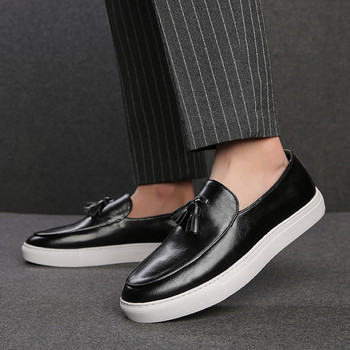 Италиански обувки с пискюли Мъжки обувки Марка Луксозни мокасини Черни британски стил Мокасини Платформа Мъжки парти обувки с нисък ток