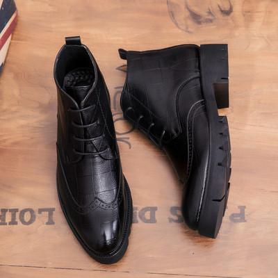 Υψηλής ποιότητας ρετρό σπαστό δέρμα ανδρικές μπότες μποτάκια με χοντρό σόλα ανδρικά ανδρικά μποτάκια κατά του εδάφους μόδας ανδρικά casual brogues