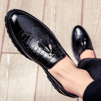 голям размер Модна мъжка рокля Черни сватбени обувки с остър връх Обувки за шофиране Мокасини Оксфорд Официални кожени обувки MA-2323
