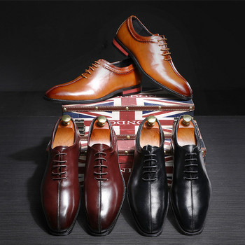 Обувки за рокли Мъжки лачени мъжки обувки Oxford Мъжки обувки за рокли Бизнес обувки Мъжки кожени Oxford Zapatos De Hombre De Vestir Formal