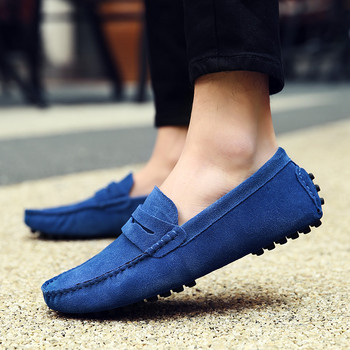 2023 Ανδρικά Loafers Δερμάτινα Suede Loafers Μοκασίνια Ανδρικά παπούτσια Υψηλής ποιότητας Άνετα αναπνεύσιμα παπούτσια πορτοκαλί μπλε