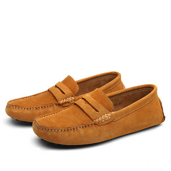 2023 Мъжки мокасини Кожени велурени мокасини Мокасини Мъжки обувки Висококачествени удобни дишащи обувки с приплъзване Оранжево синьо