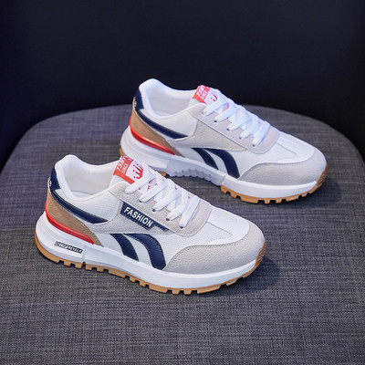 Nove ženske ležerne sportske cipele za djevojčice iz 2023., ulične, mrežaste, patchwork pruge, udobne tenisice, sve sezone, tenisice, bijele 44