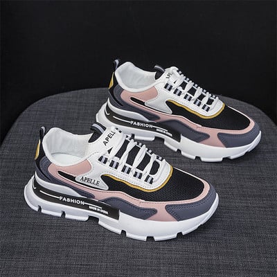 Nove ženske ležerne sportske cipele za djevojčice iz 2023., ulične, mrežaste, patchwork pruge, udobne tenisice, sve sezone, tenisice, bijele 44