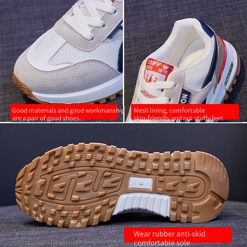 Nove ženske ležerne sportske cipele za djevojčice iz 2023., ulične, mrežaste, patchwork pruge, udobne tenisice, sve sezone, tenisice, bijele 44