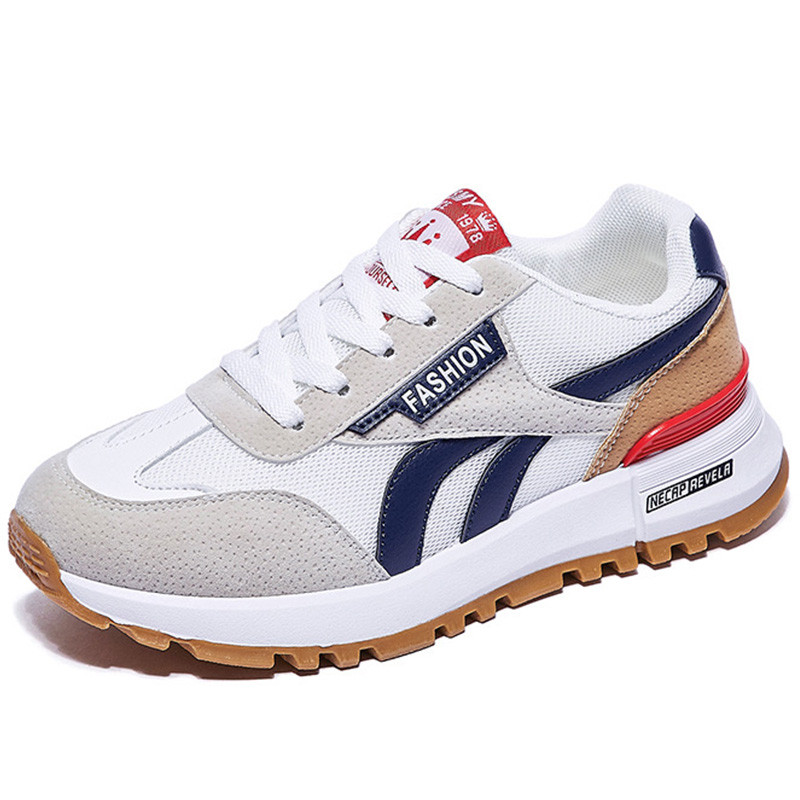 Nove ženske ležerne sportske cipele za djevojčice iz 2023., ulične, mrežaste, patchwork pruge, udobne tenisice, sve sezone, tenisice, bijele 44