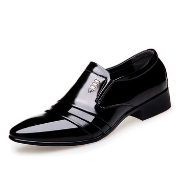Луксозна марка PU кожени модни мъжки бизнес рокли мокасини Заострени черни обувки Оксфордски дишащи официални сватбени обувки