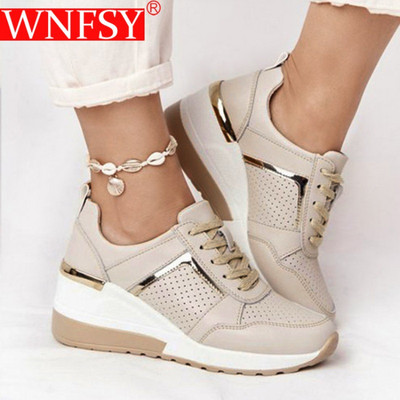 Wnfsy Női Wedges Cipők Fűzős Lélegző Sportcipők Alkalmi női lábbelik Női Vulkanizált cipők Zapatillas De Mujer