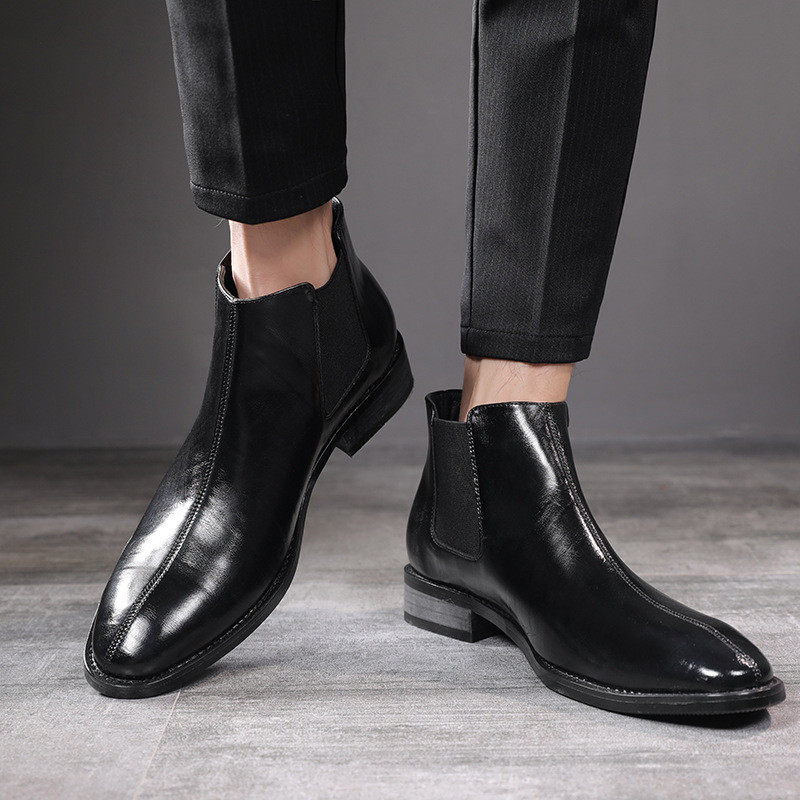 Cizme chelsea din piele retro clasice pentru bărbați Cizme la gleznă la modă pentru bărbați Cizme scurte în stil britanic casual pentru bărbați Pantofi înalți
