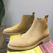 Gamintojas Yomior Natūralios karvės odos rudeniniai žieminiai vyriški batai Vintažiniai laisvalaikio smailūs pirštai, sniego šilti Chelsea batai, kulkšnies batai