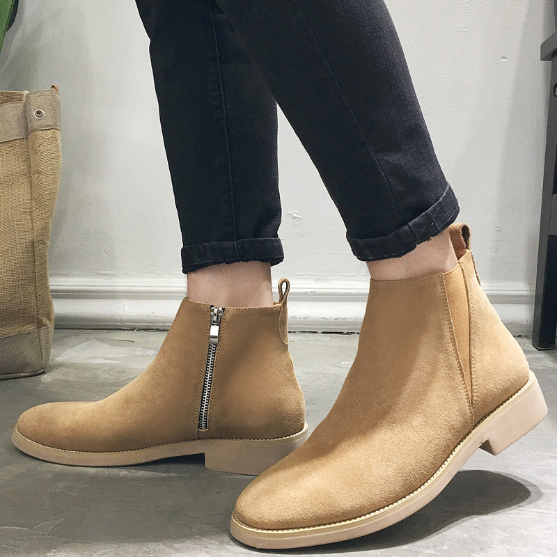 Gamintojas Yomior Natūralios karvės odos rudeniniai žieminiai vyriški batai Vintažiniai laisvalaikio smailūs pirštai, sniego šilti Chelsea batai, kulkšnies batai