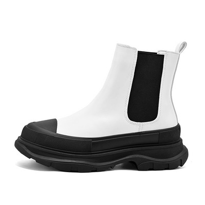 Jesenske muške ležerne tenisice  koža Debela platforma Gležnjače Chelsea čizme Visoko izrezane patchwork tenisice Muška sportska cipela 39-44