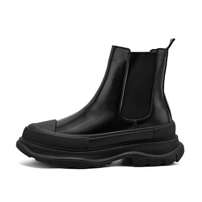 Jesenske muške ležerne tenisice  koža Debela platforma Gležnjače Chelsea čizme Visoko izrezane patchwork tenisice Muška sportska cipela 39-44