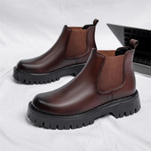 Χειμερινές ανδρικές μπότες Μαύρες αντρικές μπότες Chelsea Ανδρικές μπότες Βρετανικού στυλ Υψηλής ποιότητας επαγγελματικές δερμάτινες μπότες Λούτρινες μπότες μοτοσυκλέτας