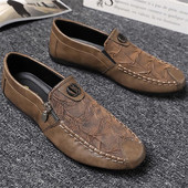 Δερμάτινα ανδρικά παπούτσια Casual Loafers Ελαφριά αναπνεύσιμα ανδρικά φλατ Επώνυμα ανδρικά loafers slip-on μαλακά μοκασίνια παπούτσια οδήγησης Καλοκαίρι