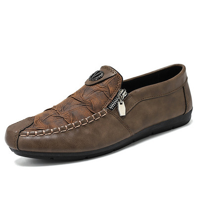 Δερμάτινα ανδρικά παπούτσια Casual Loafers Ελαφριά αναπνεύσιμα ανδρικά φλατ Επώνυμα ανδρικά loafers slip-on μαλακά μοκασίνια παπούτσια οδήγησης Καλοκαίρι