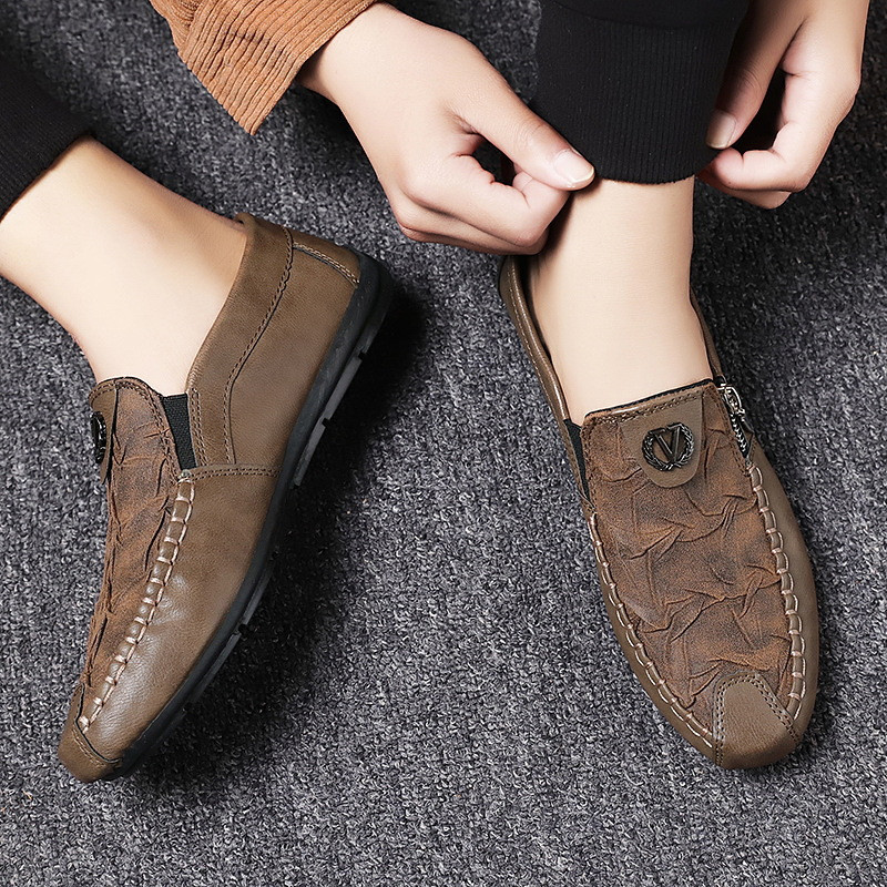 Δερμάτινα ανδρικά παπούτσια Casual Loafers Ελαφριά αναπνεύσιμα ανδρικά φλατ Επώνυμα ανδρικά loafers slip-on μαλακά μοκασίνια παπούτσια οδήγησης Καλοκαίρι