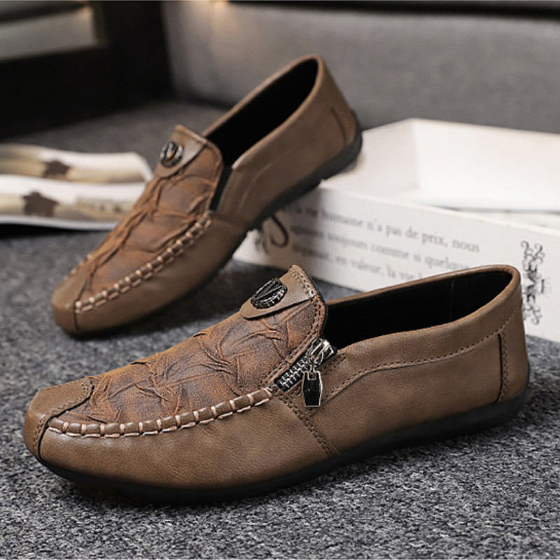 Δερμάτινα ανδρικά παπούτσια Casual Loafers Ελαφριά αναπνεύσιμα ανδρικά φλατ Επώνυμα ανδρικά loafers slip-on μαλακά μοκασίνια παπούτσια οδήγησης Καλοκαίρι