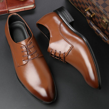 Мъжки обувки за рокля Луксозни модни мъжки официални кожени обувки с остри пръсти Сватбени обувки Мъжки бизнес ежедневни обувки Оксфорд D12-25