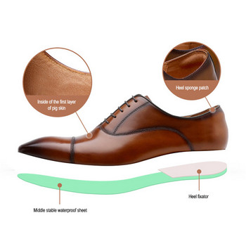 Луксозни маркови мъжки обувки, модни кафяви лачени мъжки бизнес кожени обувки Ежедневни обувки на нисък ток Chaussure Homme