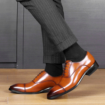 Πολυτελή επώνυμα ανδρικά παπούτσια φόρεμα μόδας καφέ λουστρίνι Ανδρικά επαγγελματικά δερμάτινα παπούτσια με χαμηλό τακούνι Casual παπούτσια Chaussure Homme