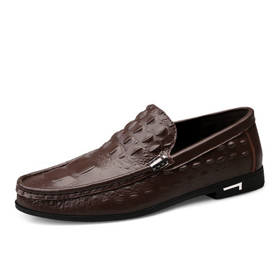 Bărbați rochie neagră Mocasini cu model de crocodil Slip-on de înaltă calitate Pantofi formali de afaceri eleganti Mocasini casual pentru bărbați