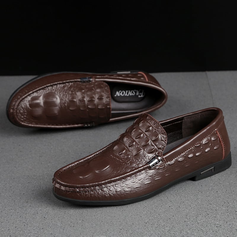 Bărbați rochie neagră Mocasini cu model de crocodil Slip-on de înaltă calitate Pantofi formali de afaceri eleganti Mocasini casual pentru bărbați
