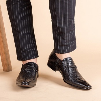 Мъжки кожени обувки с приплъзване с крокодилски мотив Луксозни мокасини Модни офис ежедневни бизнес мъжки обувки Zapatos De Hombre