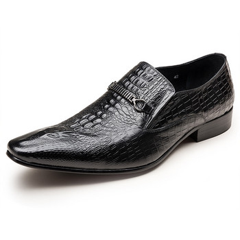 Мъжки кожени обувки с приплъзване с крокодилски мотив Луксозни мокасини Модни офис ежедневни бизнес мъжки обувки Zapatos De Hombre