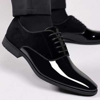 Луксозни бизнес официални обувки Сини черни мъжки сватбени обувки с връзки Мъжки кожени обувки Оксфорд Остри офис мъжки обувки