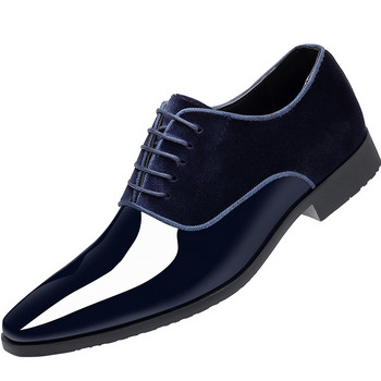 Луксозни бизнес официални обувки Сини черни мъжки сватбени обувки с връзки Мъжки кожени обувки Оксфорд Остри офис мъжки обувки