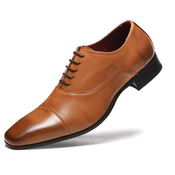 Нови мъжки официални обувки, кожени бизнес ежедневни обувки, висококачествени мъжки рокли, офис луксозни обувки, мъжки дишащи оксфордки размер 39-46