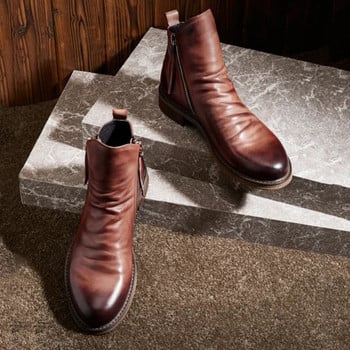 Ανδρικές μπότες Pu 2023 Fashion Chelsea Boots Ανδρικές άνετες μπότες με ψηλό φερμουάρ Αντιολισθητικές επίπεδες μπότες Ανδρικές μπότες Μπότες Cowboy