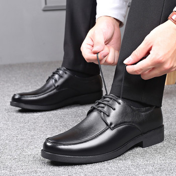 Мъжки бизнес кожени обувки Официални кожени обувки Дишащи кръгли пръсти Ежедневни кожени обувки за рокля Социални обувки с връзки Голям размер 46 47