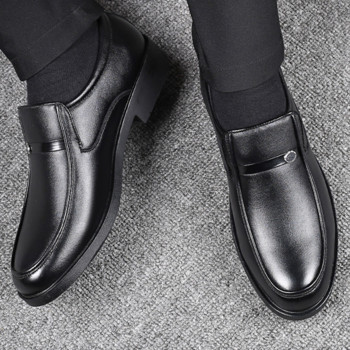 Мъжки бизнес кожени обувки Официални кожени обувки Дишащи кръгли пръсти Ежедневни кожени обувки за рокля Социални обувки с връзки Голям размер 46 47