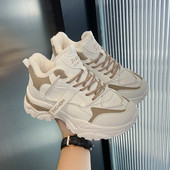 Pantofi de iarnă Plus catifea pentru tată pentru femei, versiunea coreeană, pantofi caldi cu șireturi, pantofi de damă, alb, din bumbac