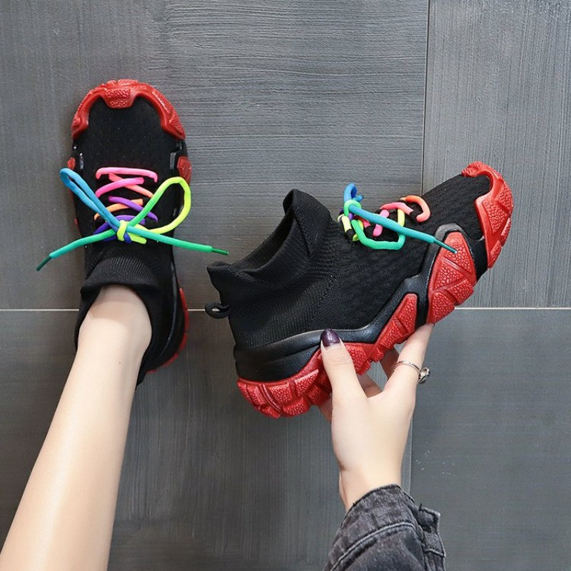 Încălțăminte vulcanizată pentru femei, cu șireturi de primăvară și toamnă, pantofi sport la modă, respirabili, pantofi de tenis pentru femei, tălpi groase anti-alunecare