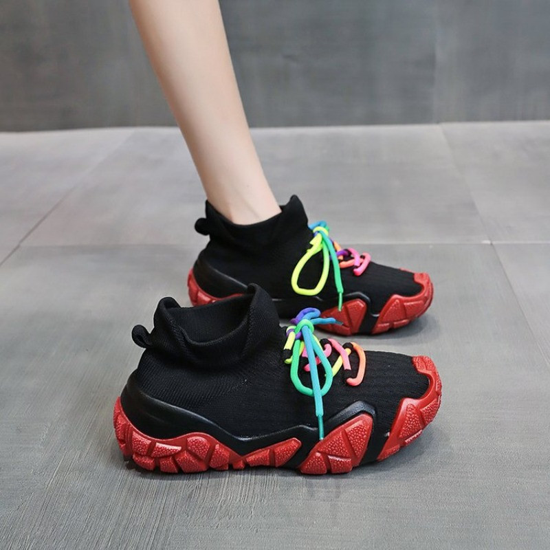 Încălțăminte vulcanizată pentru femei, cu șireturi de primăvară și toamnă, pantofi sport la modă, respirabili, pantofi de tenis pentru femei, tălpi groase anti-alunecare