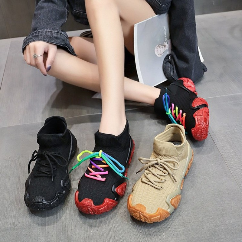 Încălțăminte vulcanizată pentru femei, cu șireturi de primăvară și toamnă, pantofi sport la modă, respirabili, pantofi de tenis pentru femei, tălpi groase anti-alunecare