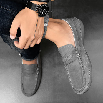 2021 Нови ежедневни кожени обувки Мъжки луксозни маркови висококачествени велурени мокасини Мокасини Удобни големи размери Нехлъзгащи се обувки за шофиране