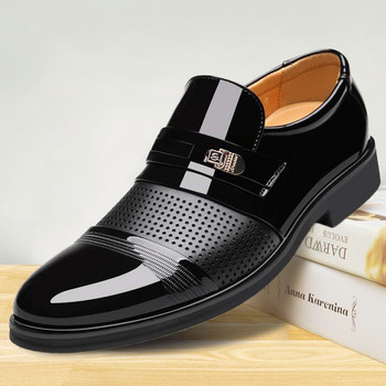 Луксозна марка PU кожени модни мъжки бизнес рокли Мокасини с остри пръсти Черни обувки Oxford Дишащи официални сватбени обувки 698