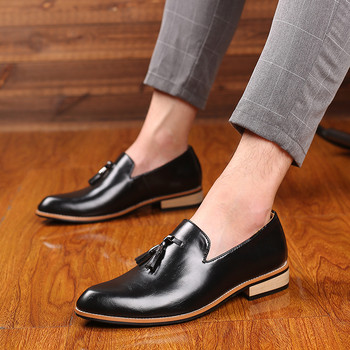 Мъжки ежедневни плоски обувки от PU кожа Водоустойчиви противоплъзгащи се класически бизнес обувки за свободното време Ежедневни 38-47 големи мъжки мокасини