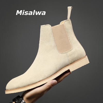 Misalwa Dropshipping Cizme Bărbați de Lux Primăvară/ Iarnă Cizme Chelsea Elegante Bărbați Din piele intoarsa de vaca Pantofi pentru iubitorii Marimea Plus 35 47