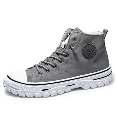 Μόδα ψηλά παπούτσια καμβά Ανδρικά Ανδρικά παπούτσια με κορδόνια Βουλκανιζέ Παπούτσια Comfort Πλατφόρμα Άντρες Μαύρα Casual Παπούτσια από καμβά