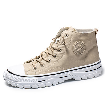 Μόδα ψηλά παπούτσια καμβά Ανδρικά Ανδρικά παπούτσια με κορδόνια Βουλκανιζέ Παπούτσια Comfort Πλατφόρμα Άντρες Μαύρα Casual Παπούτσια από καμβά