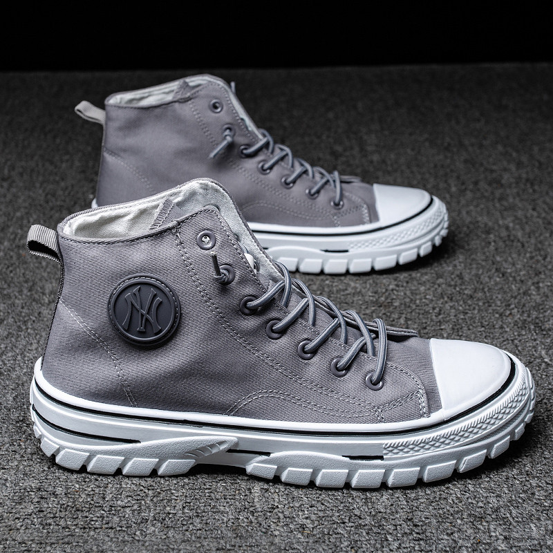 Μόδα ψηλά παπούτσια καμβά Ανδρικά Ανδρικά παπούτσια με κορδόνια Βουλκανιζέ Παπούτσια Comfort Πλατφόρμα Άντρες Μαύρα Casual Παπούτσια από καμβά